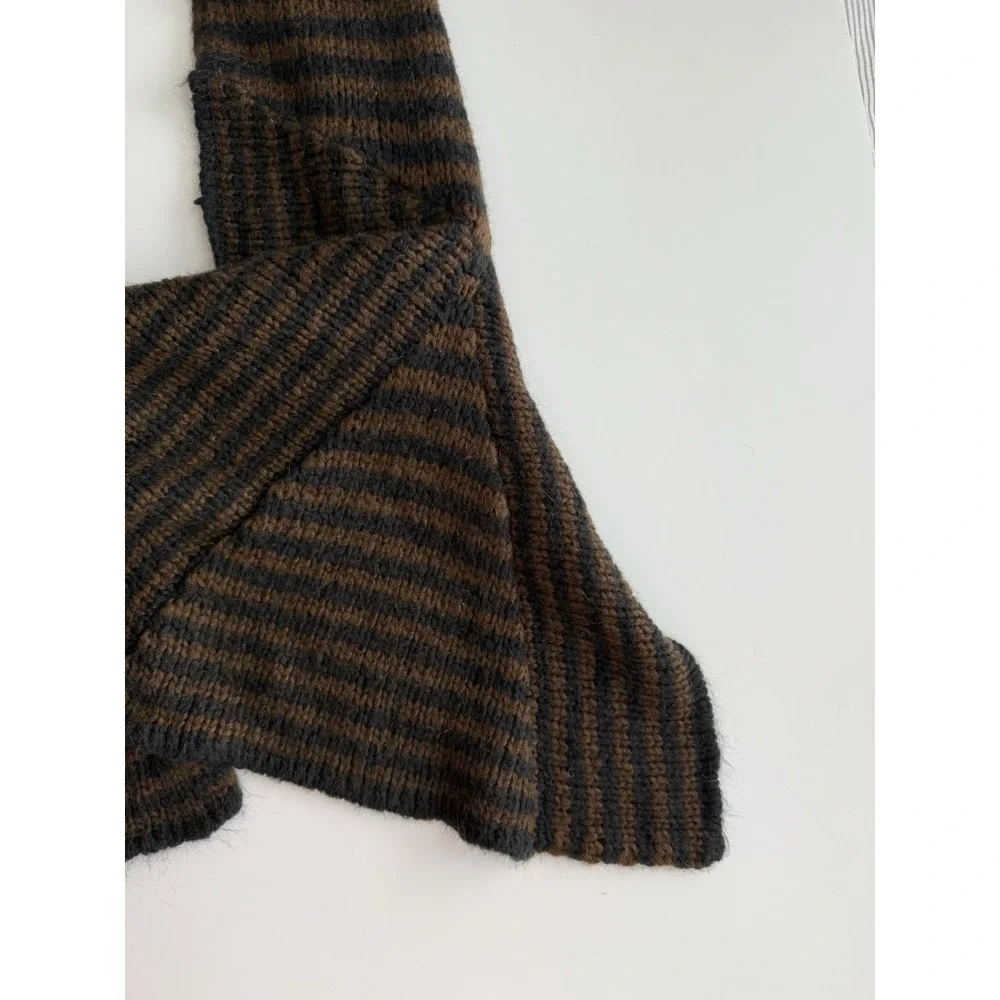 Wooden Ships Striped Scarf One Size Wool Mohair Hipster Cozy Chunky Knit Winter